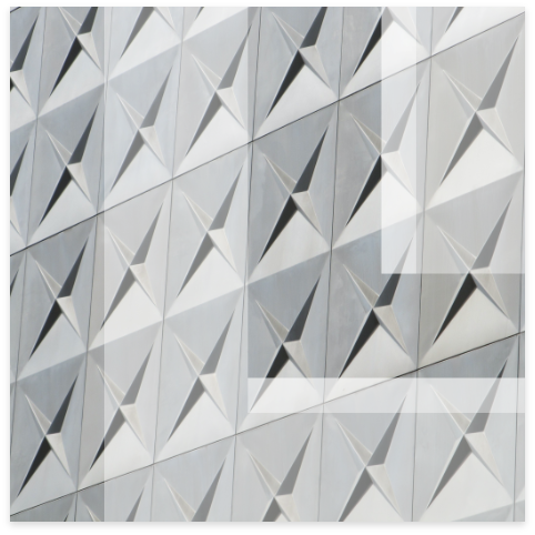 Leon logo overlay on modern building with geometric tiled pattern.
