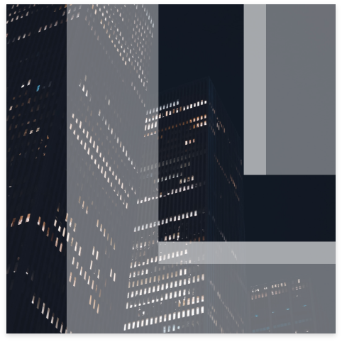 Leon overlay on city building at night.
