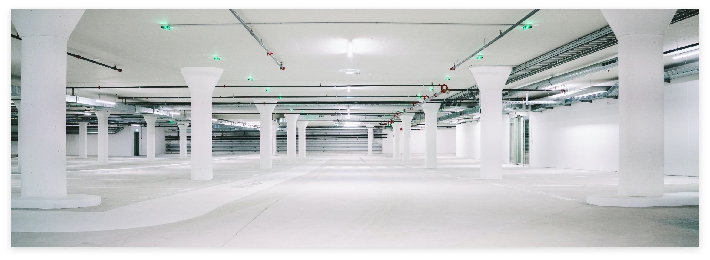 Clean parking garage.